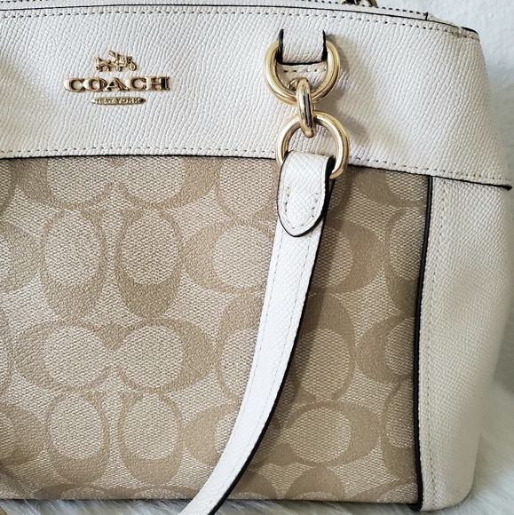 Coach Beige Leather Signature Purse Bag satchel Crossbody - Picture 3 of 11